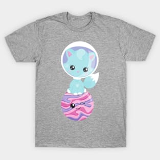 Space Cat, Cute Cat, Astronaut, Cosmonaut, Planet T-Shirt